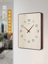 北欧风简约创意时钟客厅电表箱装饰挂钟个性实木家用墙壁遮挡钟表