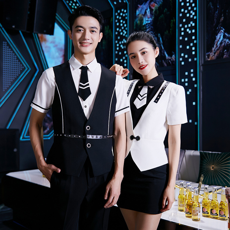 ktv工作服套装男少爷包厢公主服务员女短袖夏季西装夜总会假马甲