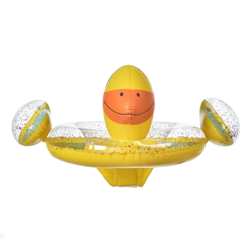 Inflatable Float Small Yellow Duck Baby Pedestal Ring Thickened PVC Children's Water Swim Ring Cartoon Underarm Swimming Ring Wholesale