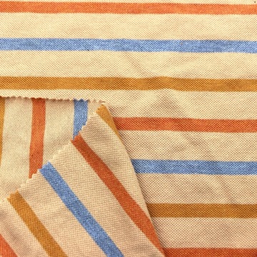 色织彩条珠地网眼布全棉针织色织调线彩条单珠地pk网眼布服装面料