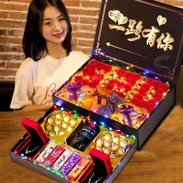 七夕情人节生日礼物送女友女生礼盒天使之翼永生花网红抖音同款