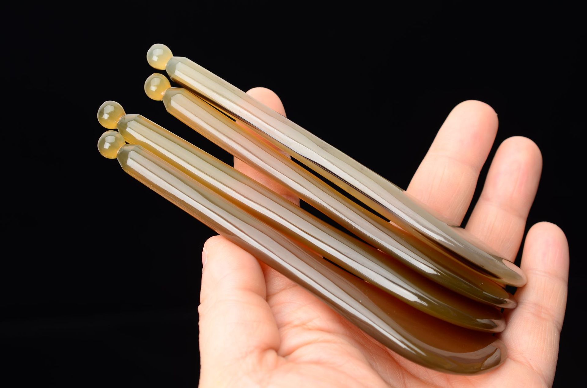 厂家直销批发牛角点穴按摩棒 脸部牦牛角美容刮痧拨筋棒眼刮