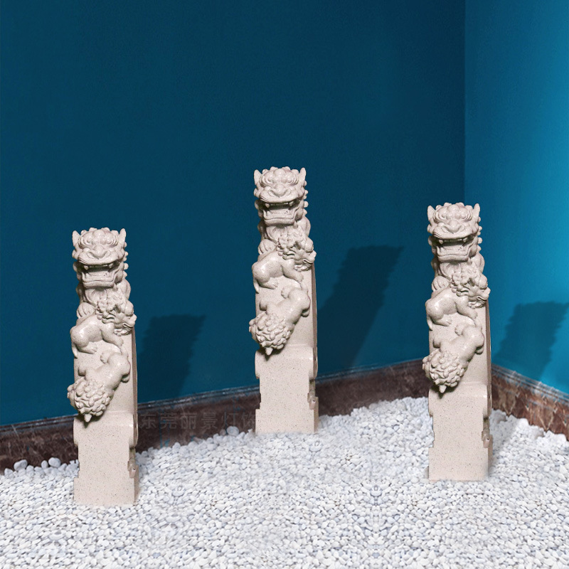 led柱头灯狮子头石柱灯树脂造型景观灯户外草坪美陈装饰亮化灯