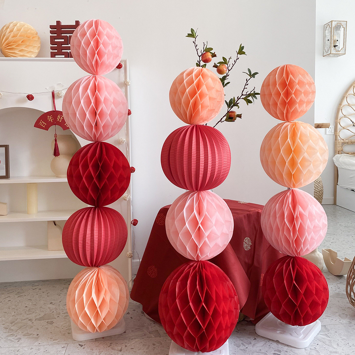 honeycomb ball column wedding decoration set wedding room layout wedding ceremony honeycomb ball new house background wall decoration