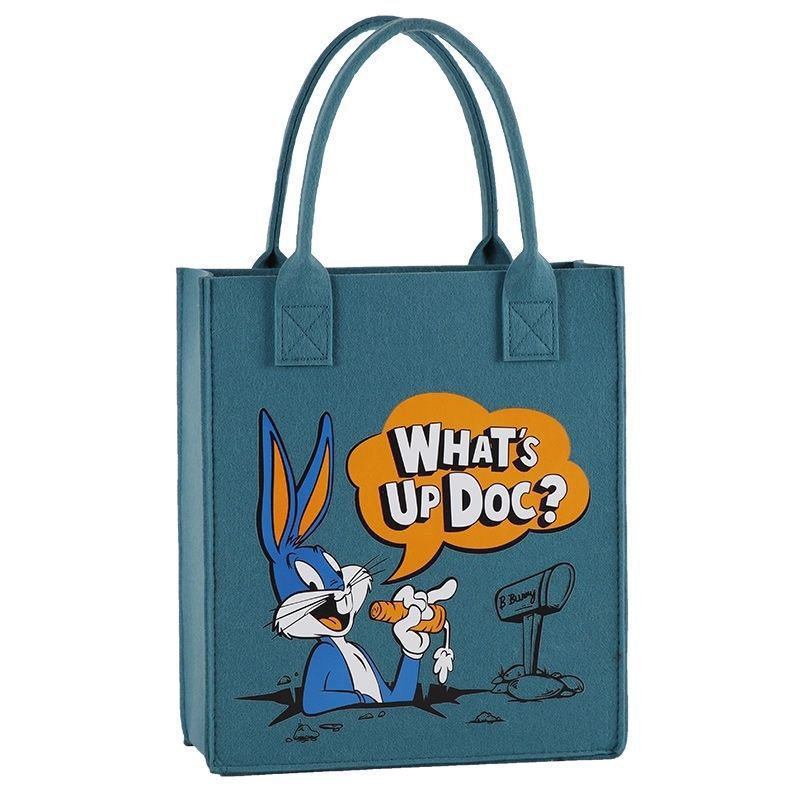 Cartoon Printing Felt Bag Fashion All-Match Tote Bag Student Handbag with Hands Gift Bag Factory Supply Wholesale