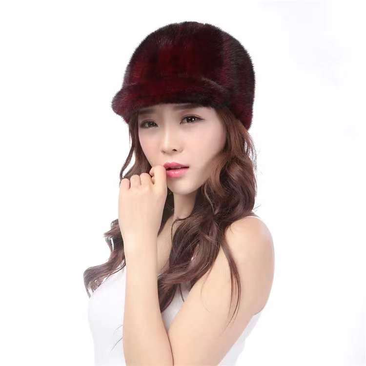 新款貂皮帽子冬季时尚貂绒帽男女同款百搭加厚韩版潮流水貂毛骑士