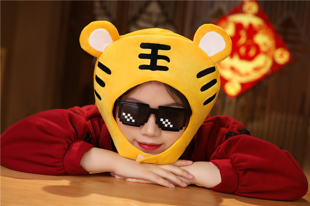 批发 虎年吉祥物 老虎头套帽子 毛绒头套 拍照道具 卡通头套