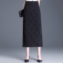 新中式印花包臀一步裙24年夏款长款修身通勤时尚直筒裙洋气半身裙