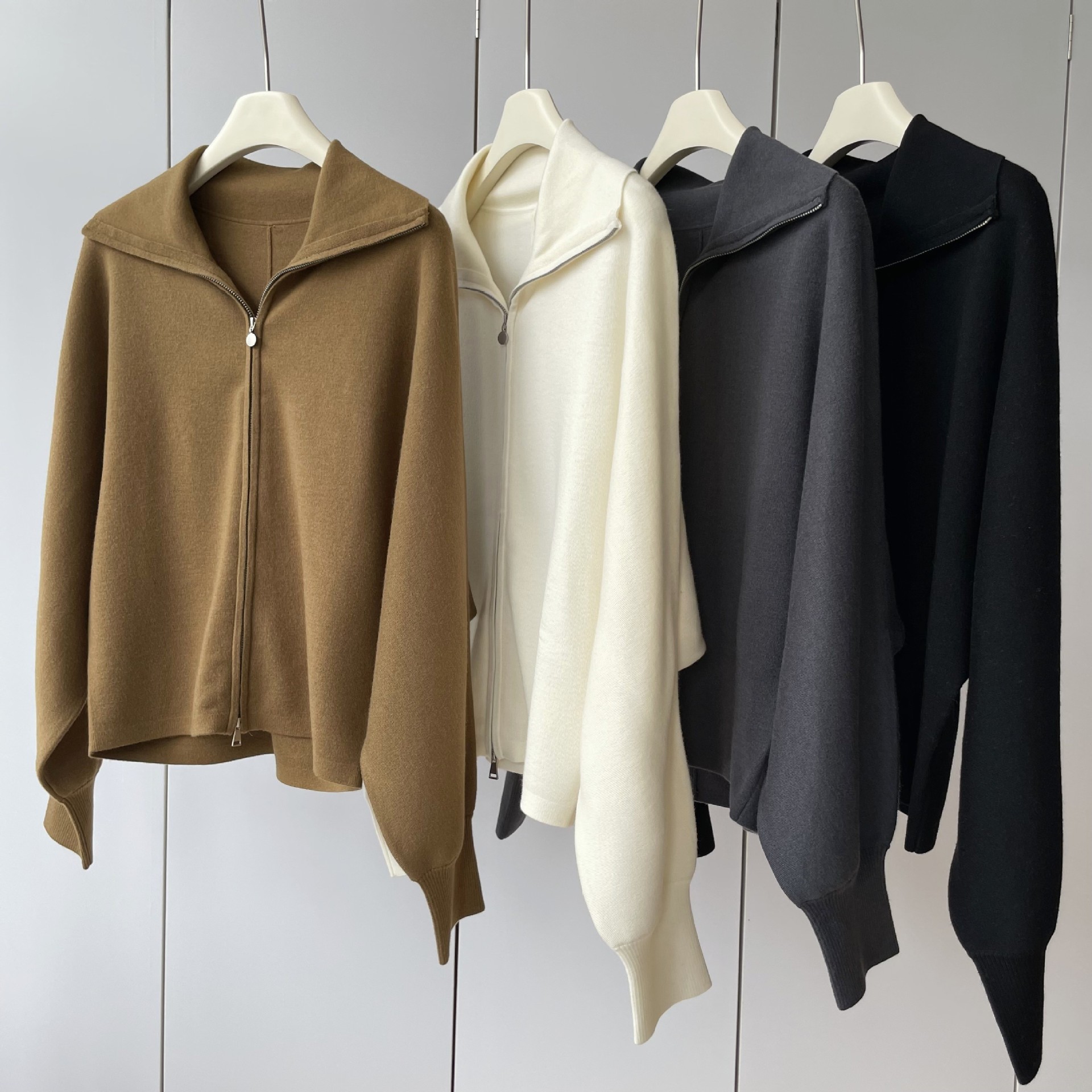 女士含羊毛翻领宽松蝙蝠袖显瘦长袖毛衣秋女-阿里巴巴