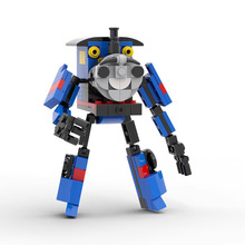 跨境拼装积木变异查尔斯小火车蓝色机甲机器人模型MOC兼容乐高