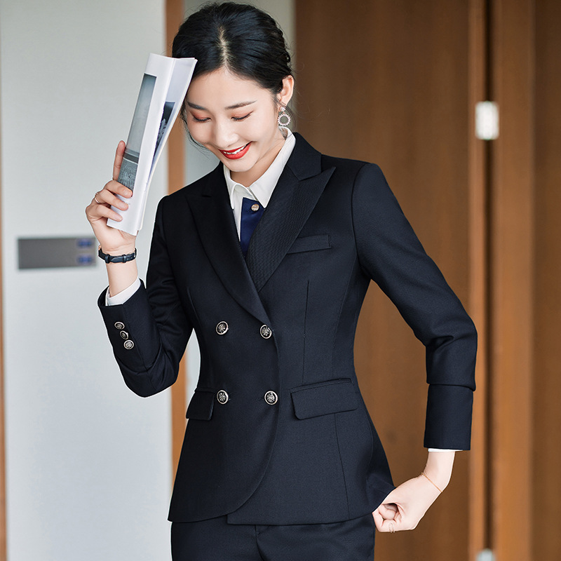职业装套装女高端秋冬黑色西装外套工装面试正装职场经理工作服冬