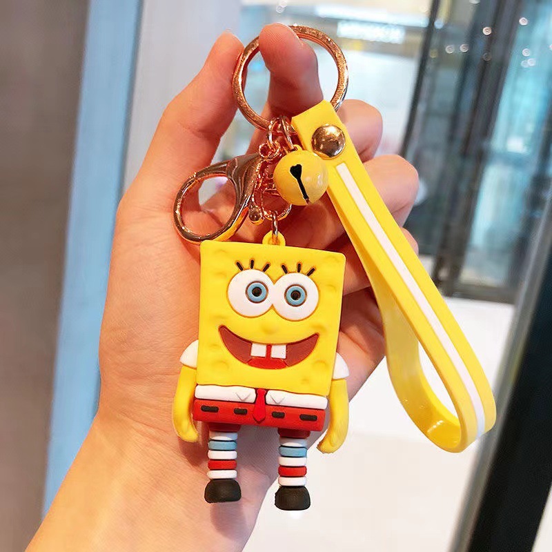 Sponge Baby Pendant Keychain Female Cute Pendant Ins Girl Heart Cartoon Bag Hanging Ornament Small Gift