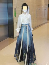 2024夏季新款新中式国风汉元素改良汉服显瘦衬衫马面裙两件套套希