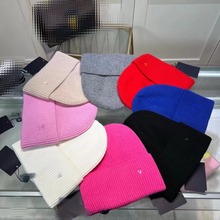 外贸欧美大牌L针织帽男女网红小红书时尚百搭出游保暖毛线帽冷帽