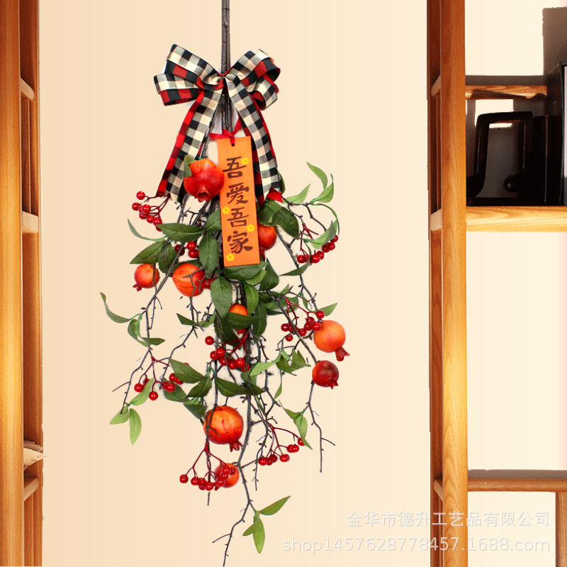 DSEN I Love My Home Ornaments Pomegranate Chinese Hawthorn Inverted Tree Home Decoration Housewarming Happiness Decoration Fine Gifts