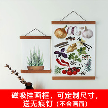 实木画框架装裱订挂历磁吸式海报儿童画布框夹照片画夹A4相框