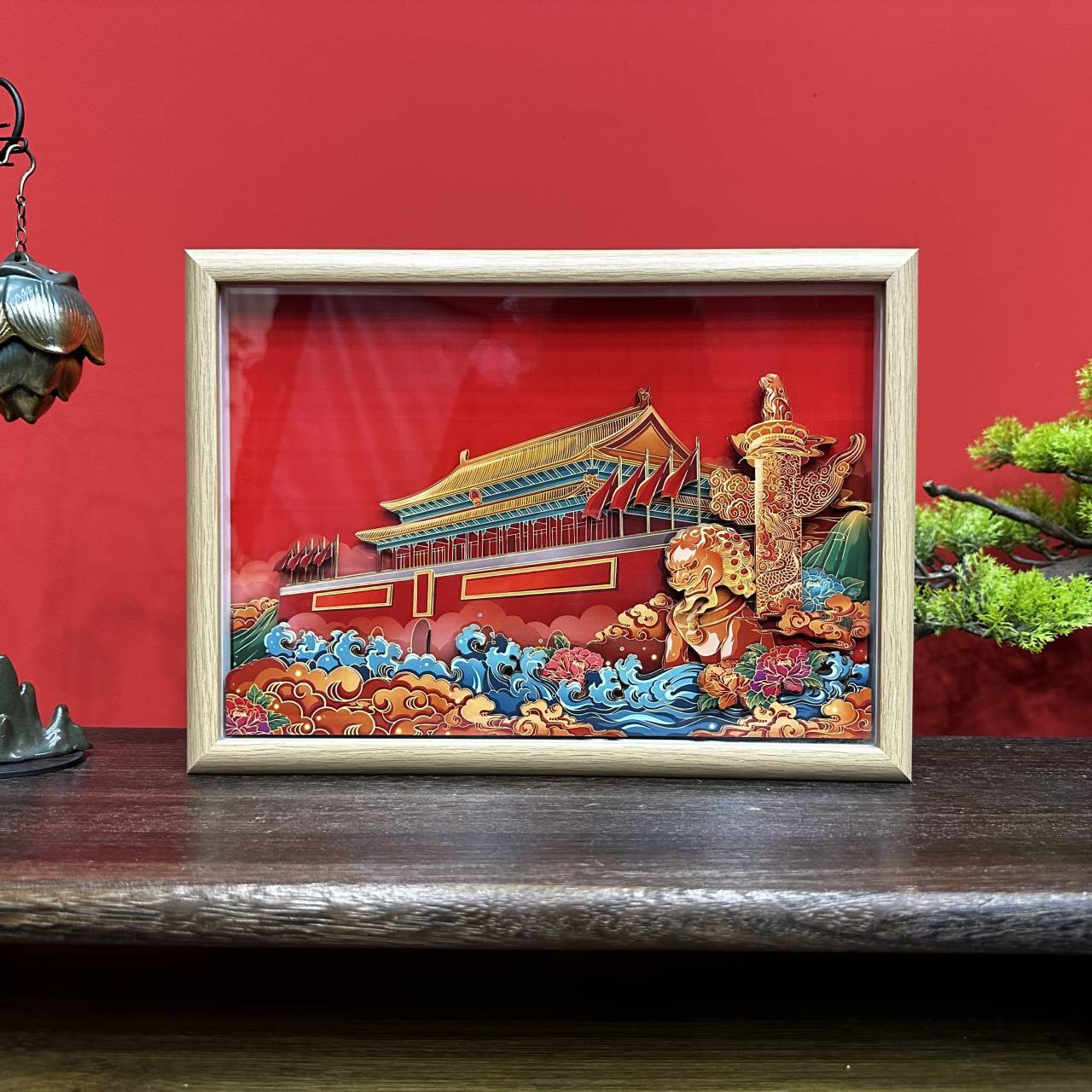 国潮古韵天安门吉祥如意裸眼3d立体画手工摆件送新中式玄关-阿里巴巴