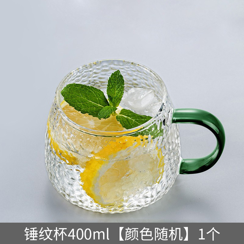 Thickening Glass High Temperature Resistant Drinking Cup Japanese Style Household Tea Cup Set with Handle Heat-Resistant Hammered Pattern Milk Cup