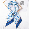 blue Point Hair band Japan and South Korea Sweet Trend Silk scarf Circle printing Silk like Strip Silk scarf Ribbon Scarf