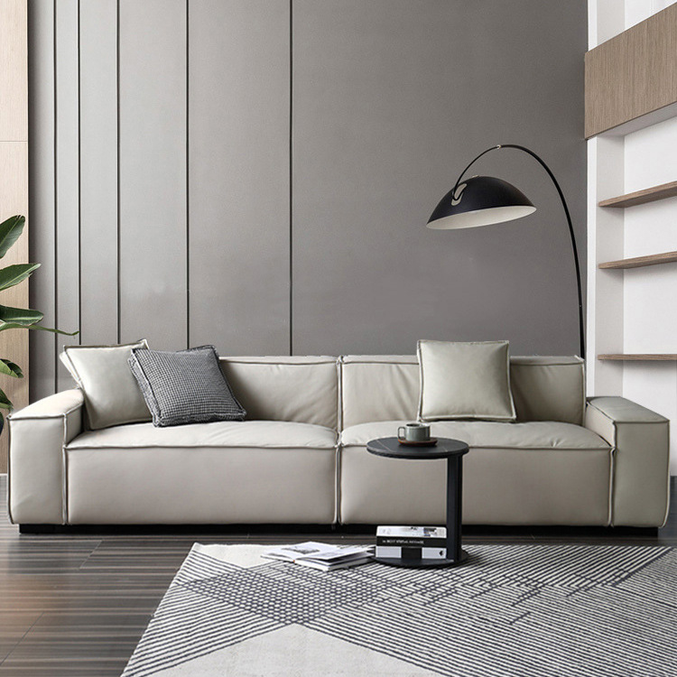 北欧布艺豆腐块沙发三人客厅组合简约现代轻奢免洗科技布直排沙发