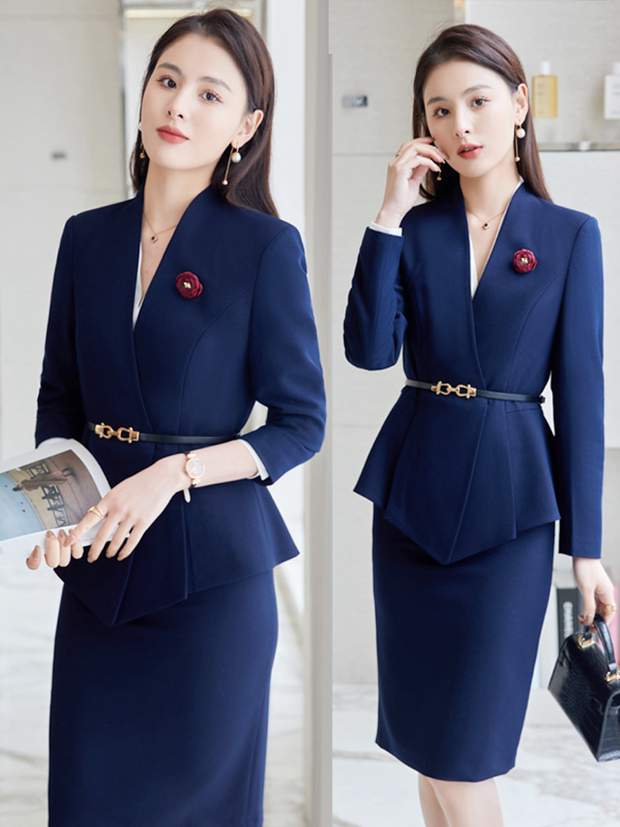 前台工作装女接待口腔酒店职业套装春秋季美容院珠宝店工作服高端