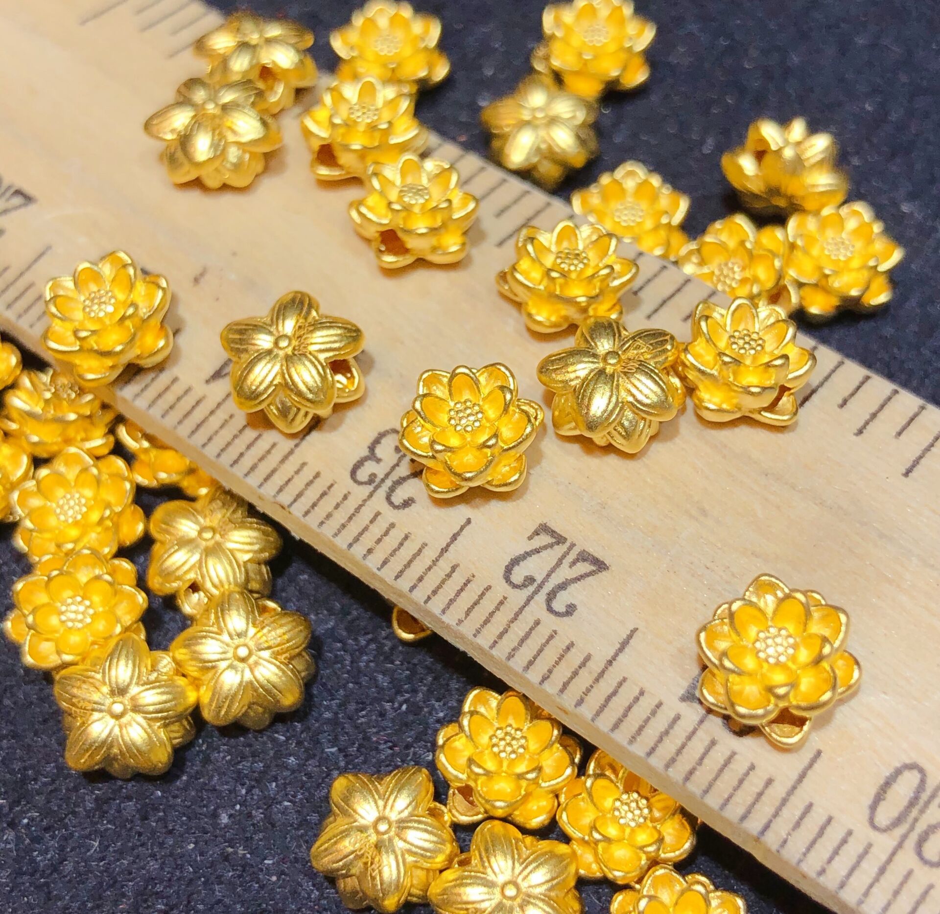 3d硬金小莲花转运珠999足金迷你路路通24k纯黄金佛珠手链散珠串珠