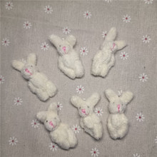 棉花娃娃毛绒玩具4.5cm拉长毛关节兔子公仔DIY装饰品材料辅料批发