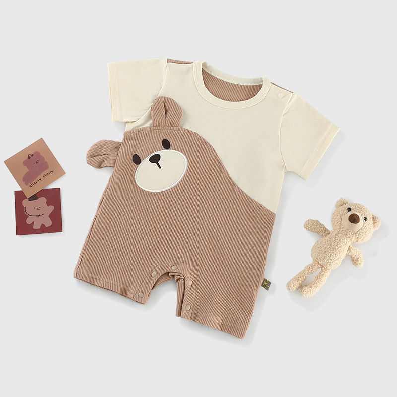 婴儿连体衣夏季新款短袖男宝宝可爱小熊爬爬服新生儿衣服婴儿服装