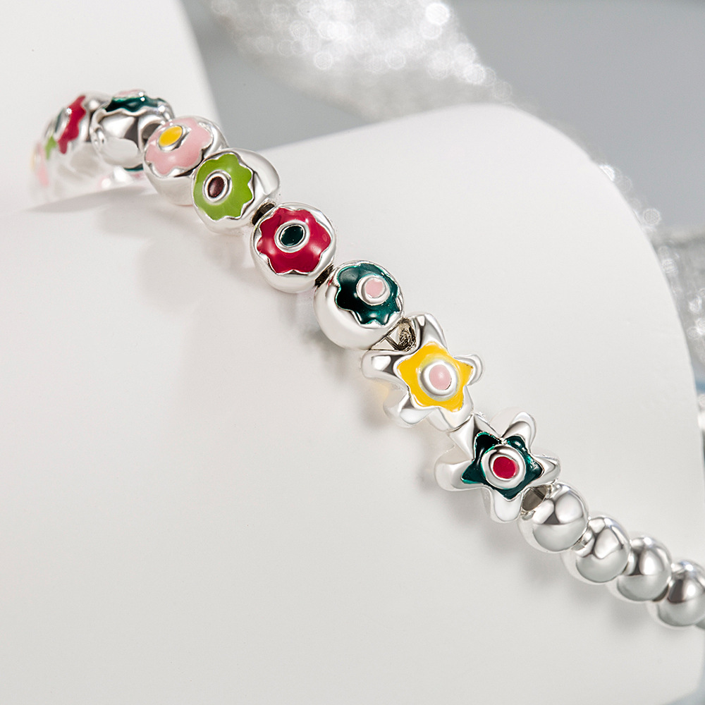 Xiaohongshu Same Style Rainbow Ice Cream Bracelet for Women 2023 New Minority All-Match Cute Flowers Girlfriends Bracelet