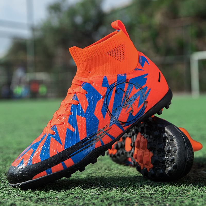亚马逊高帮足球碎钉鞋男女防滑耐磨比赛训练足球鞋45码儿童37学生