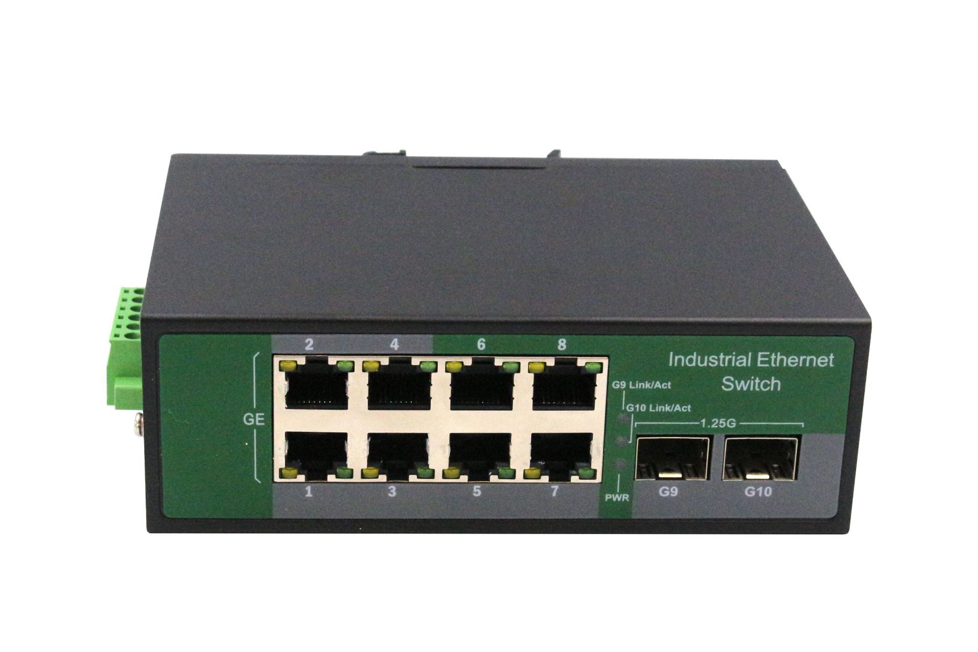 南土热销钢合金工业级千兆2光8电环网以太网交换机 din导轨式