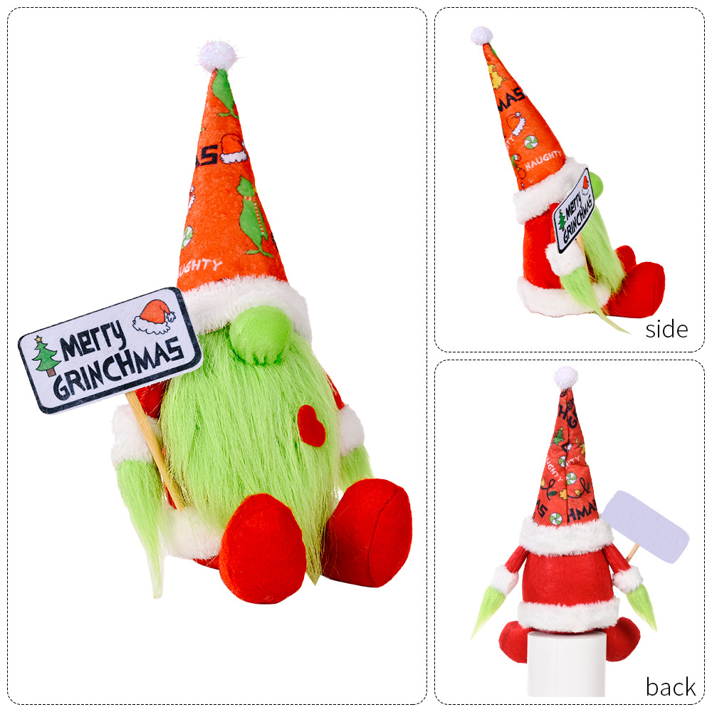 Cross-Border New Grinch Sitting Doll Grinch Green Fur Monster Doll Toy Doll Christmas Green Monster Toy