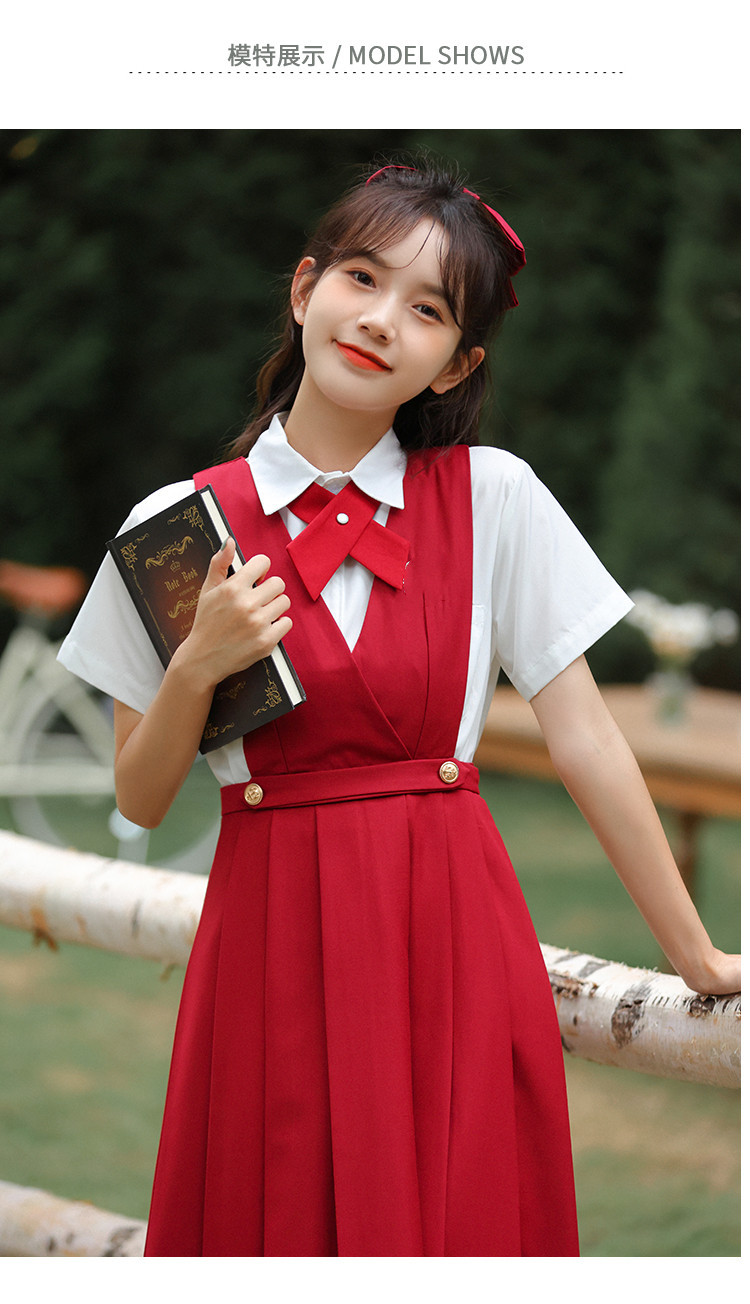 酒红色护奶裙jk制服原创正版秋冬季日系学院风纯色卡奶裙连衣裙女