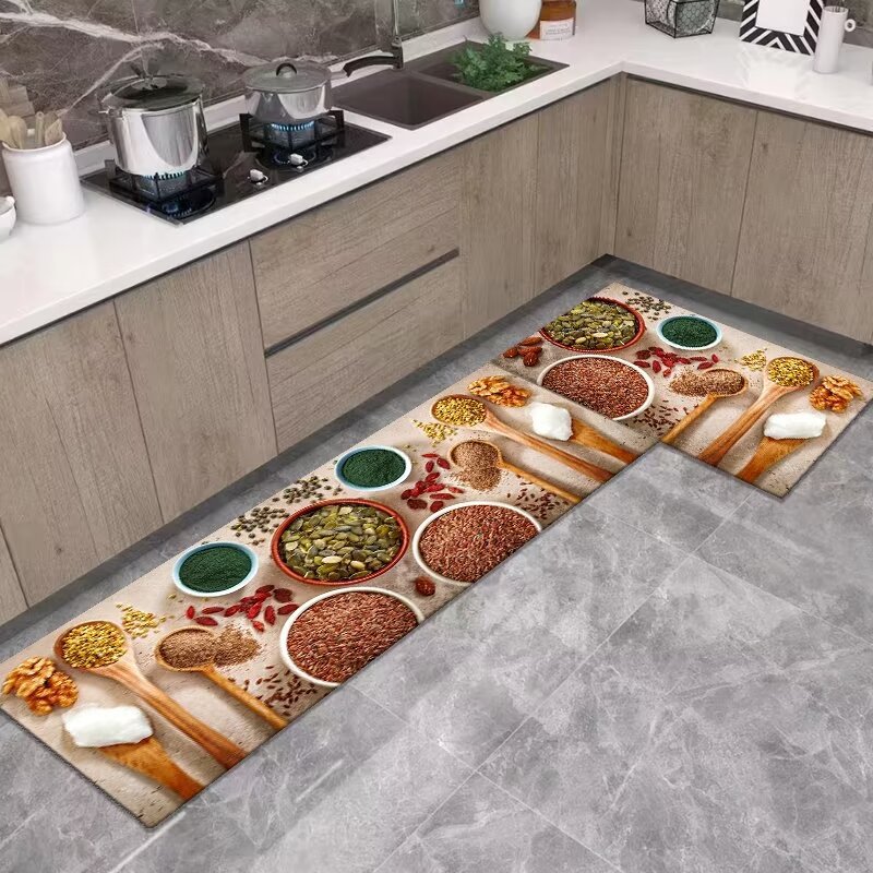 Diatom Ooze Printed Soft Mat Kitchen Two-Piece Set Floor Mat Household Foot Mat Absorbent Oil-Absorbing Non-Slip Mat Set Carpet