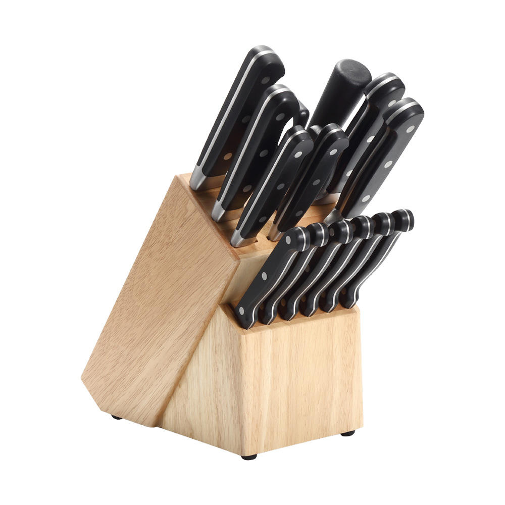 刀具套装厨房不锈钢礼品套刀具15件套 菜刀套装家用木刀座