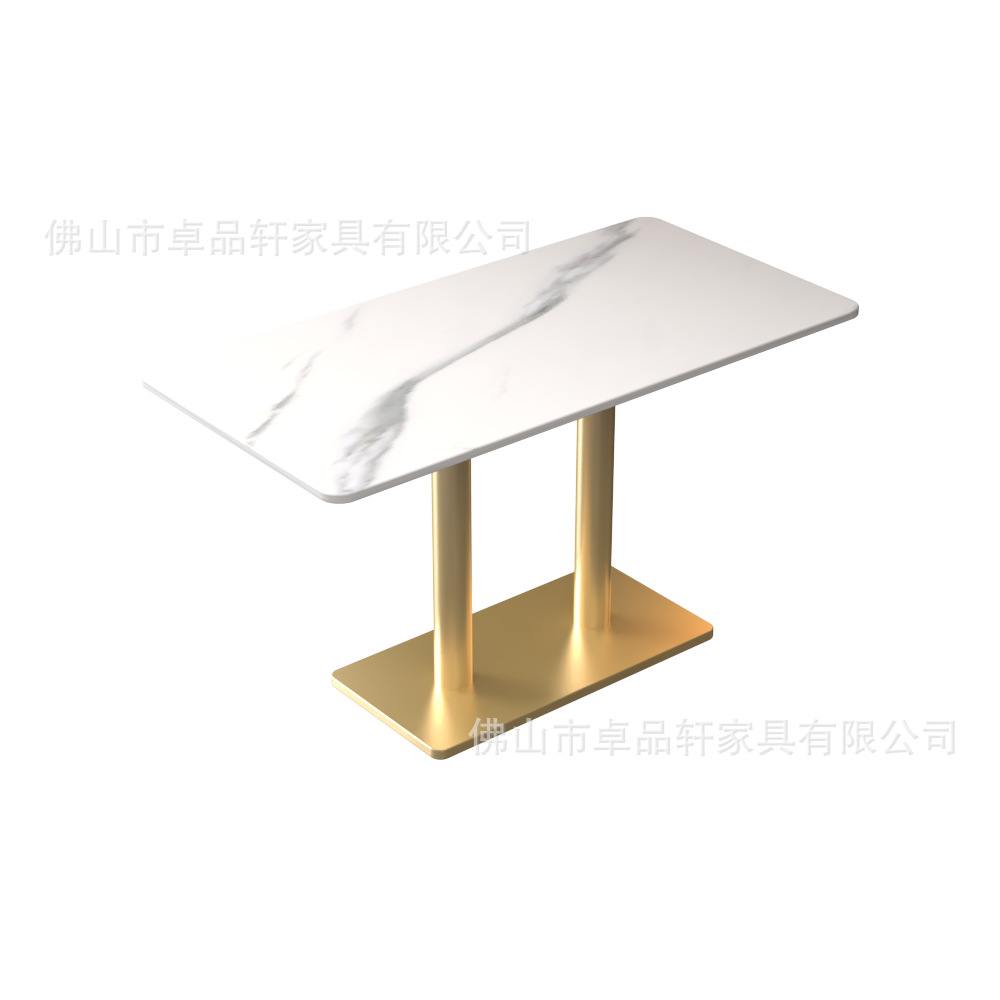 Internet Celebrity Milk Tea Shop Light Luxury Stone Plate Dining Table Western Restaurant Coffee Shop Clear Bar Barbecue Hot Pot Shop Marble Table