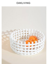 oakliving陶瓷编织收纳篮水果篮厨房筷子沥水架装饰篮零食托盘