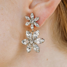外贸热销气质花朵耳环礼服配饰轻奢简约新娘水晶耳环 earrings