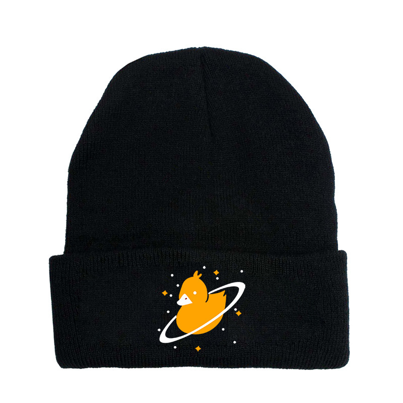 跨境2021秋冬新款腈纶印花针织帽网红博主quackity帽子图案定制