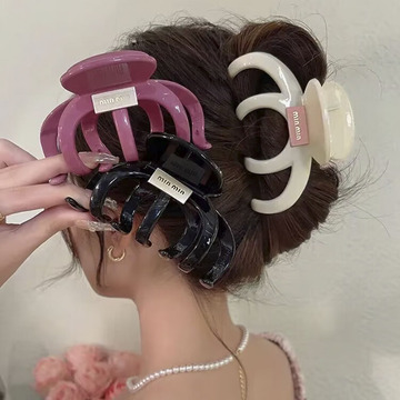 韩国可爱南瓜椭圆发抓大号后脑勺法式纯色盘发抓夹发量多鲨鱼夹