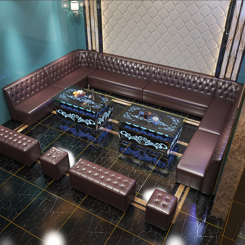 清吧酒吧ktv沙发夜总会练歌房西餐厅包厢转角u型卡座沙发茶几组合