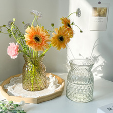 欧式复古琥珀色玻璃花瓶 透明水培插花花瓶厚款 简约家居桌面摆件