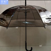 黑色透明趣味黑色雨伞清新个性创意长柄伞透明伞