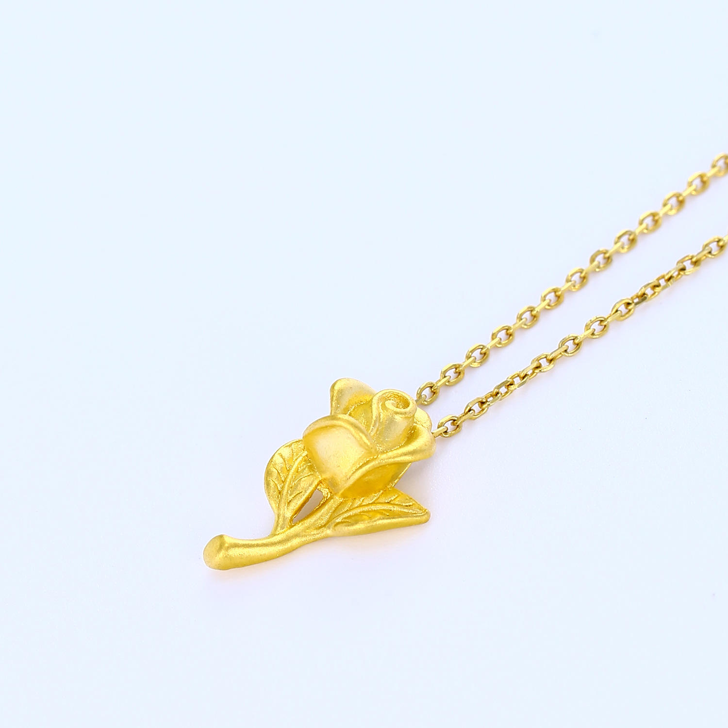 翠绿珠宝 足金999 吊坠项链女 浪漫玫瑰 时尚精致 黄金珠宝批发