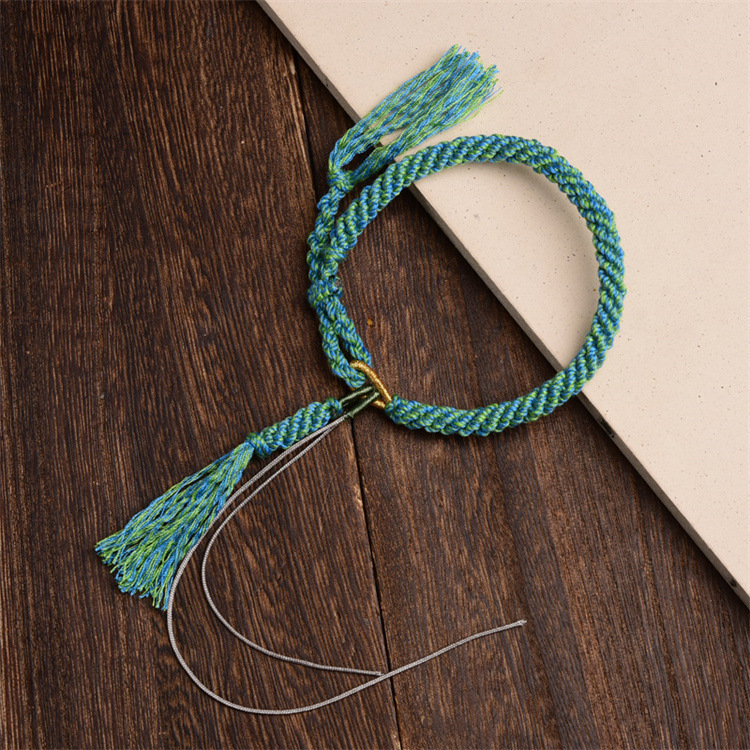 2022 TikTok Hot Thangka Rope Hand-Woven Cycle Knot Carrying Strap Semi-Finished Products All-Matching Braided Rope Bracelet Women