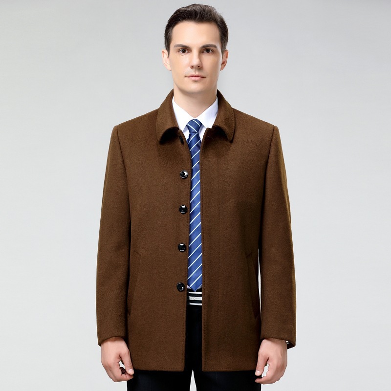2024秋冬羊绒大衣男士中长款商务领导爸爸中老年外套夹克一件批发
