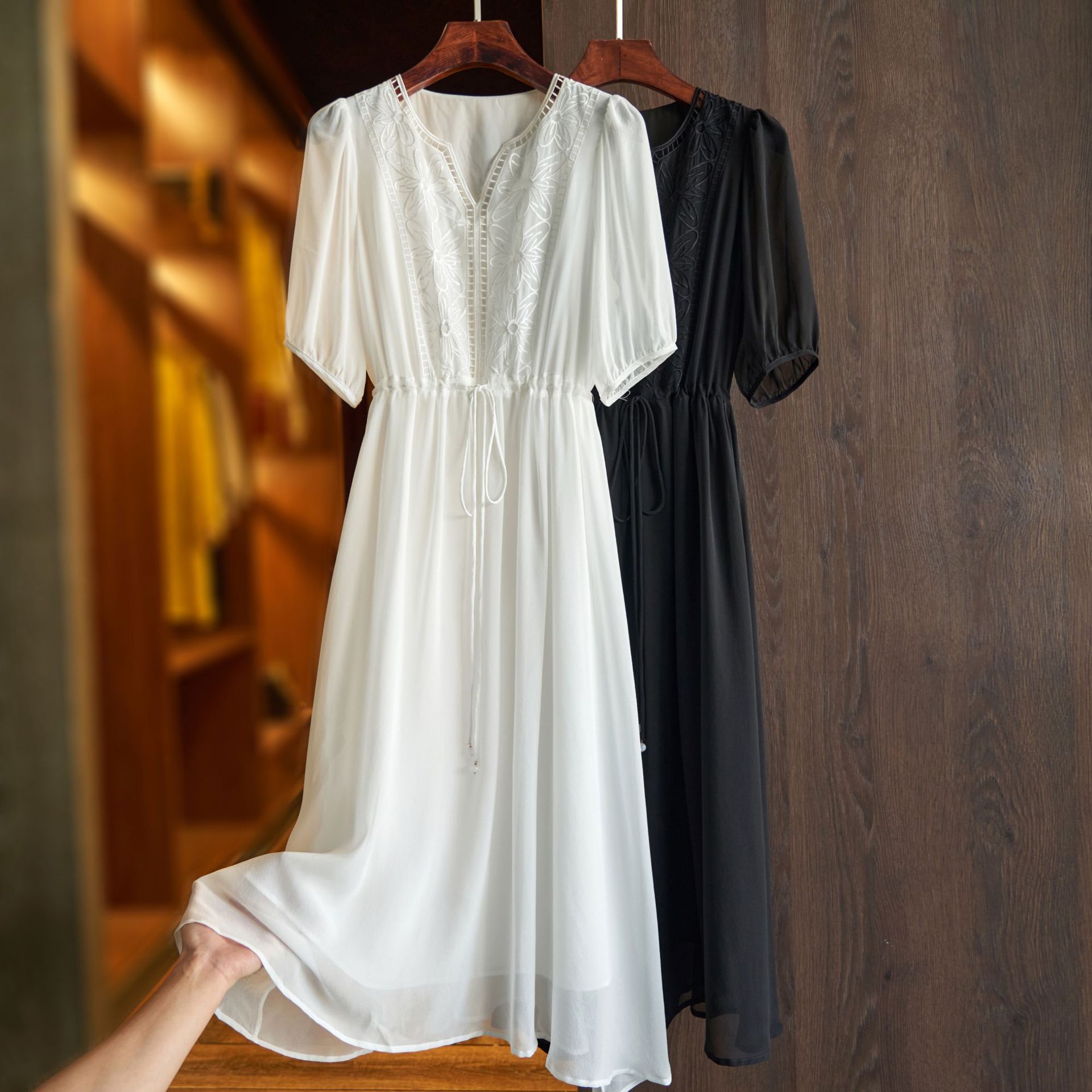 半岛情书~复古法式气质重工刺绣桑蚕丝连衣裙smt7964-阿里巴巴