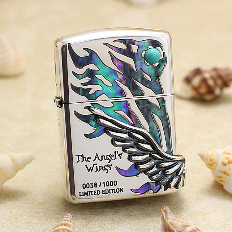 zippo打火机paw-120ssv镀银贝壳天使之翼翅膀(银色)-阿里巴巴