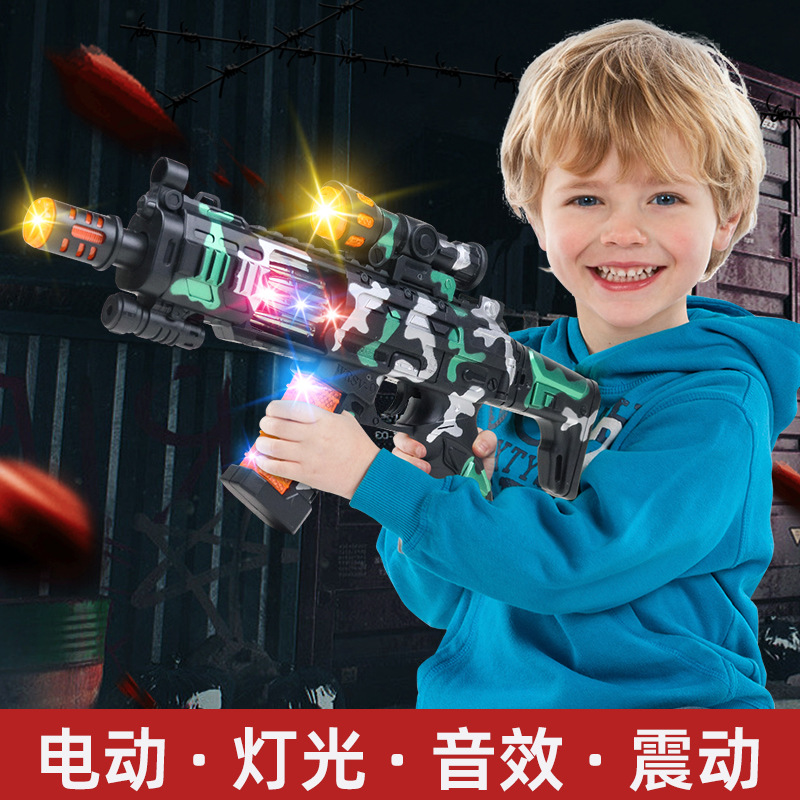 Children's Electric Toy Gun Boy M4 Acousto-Optic Luminous Eight-Tone Gun Projection Pistol Camouflage Machine Gun Submachine Gun Stall