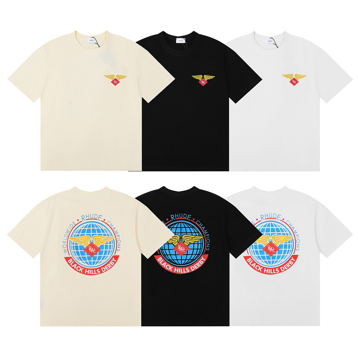 美式潮牌rhude世界地图worldwide 印花高品质图案短袖t恤男女高街